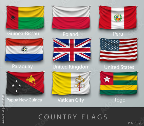 Riveted the country's flag wrinkled with shadows and screw