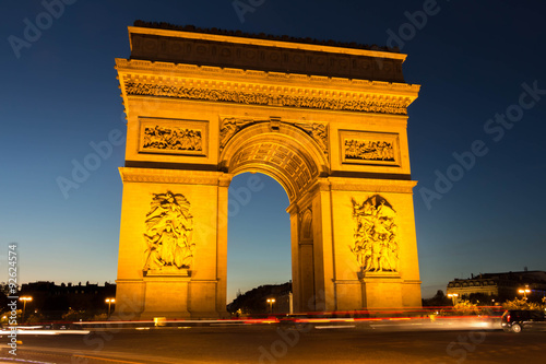 The Triumphal Arch at night , Paris, France.