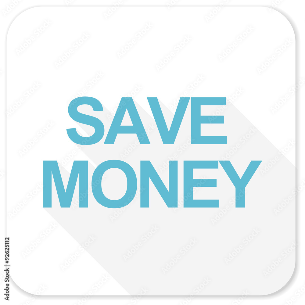 save money blue flat icon
