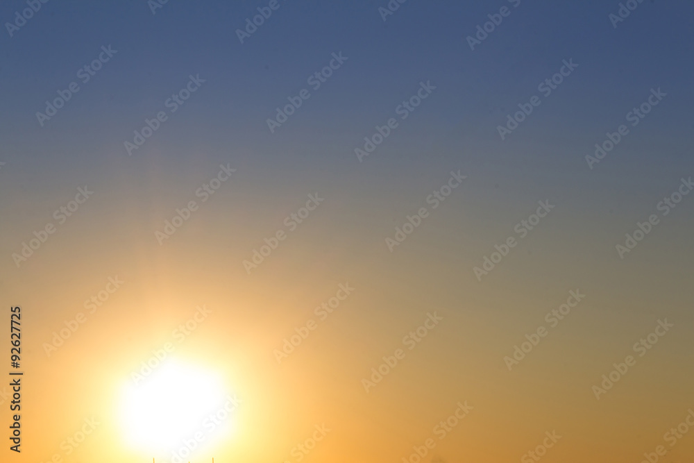sunset sky background - sun and clear sky - color gradient