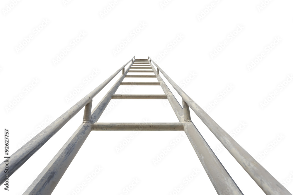 Fototapeta premium Close up high steel ladder isolated on white