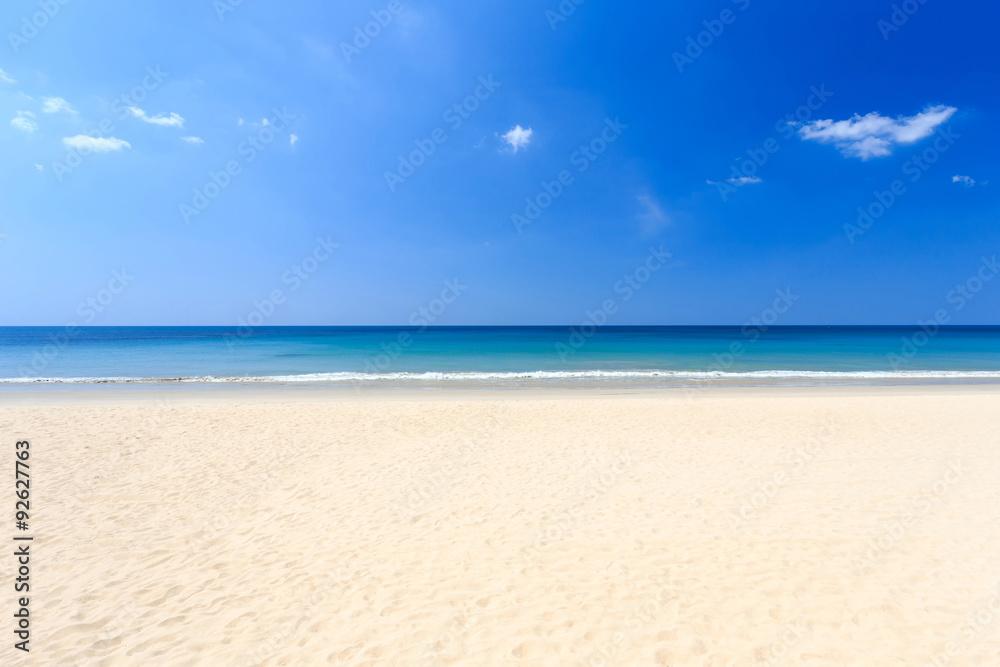 Tropical beach in Thailand with white beach and clear sky