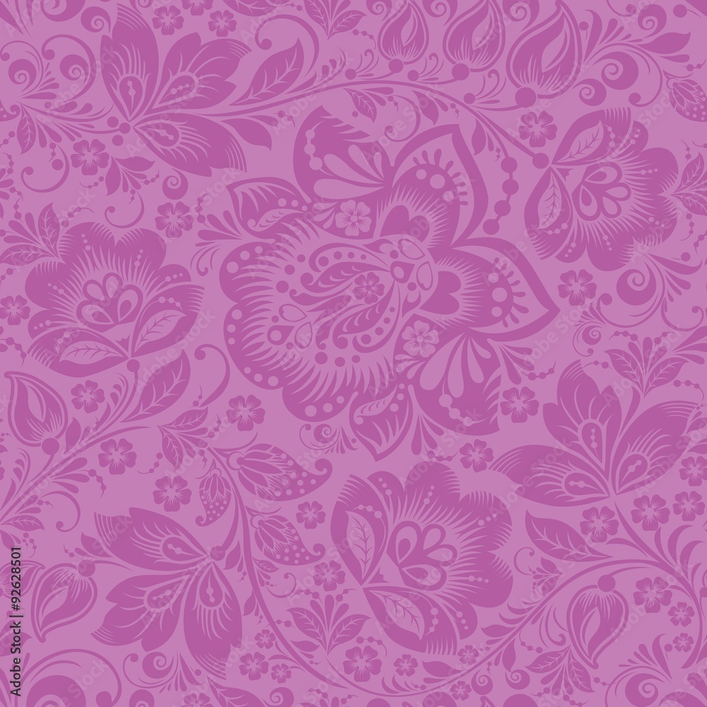 Pink Ornamental Flowers Seamless Pattern