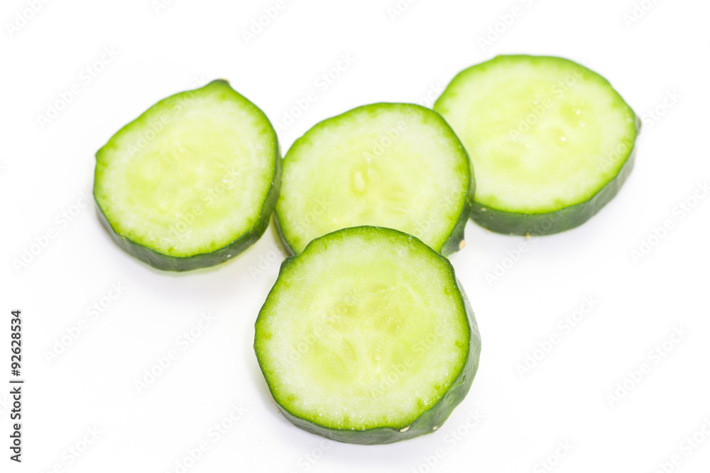 Fresh cucumber slice isolated on white background Fresh cucumber slice isolated on white background