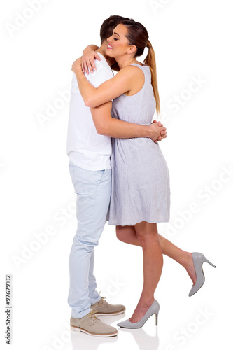 young woman hugging her boyfriend