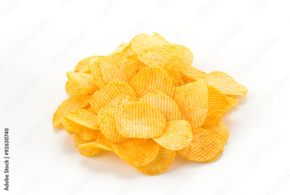 potato chips on white background potato chips on white background