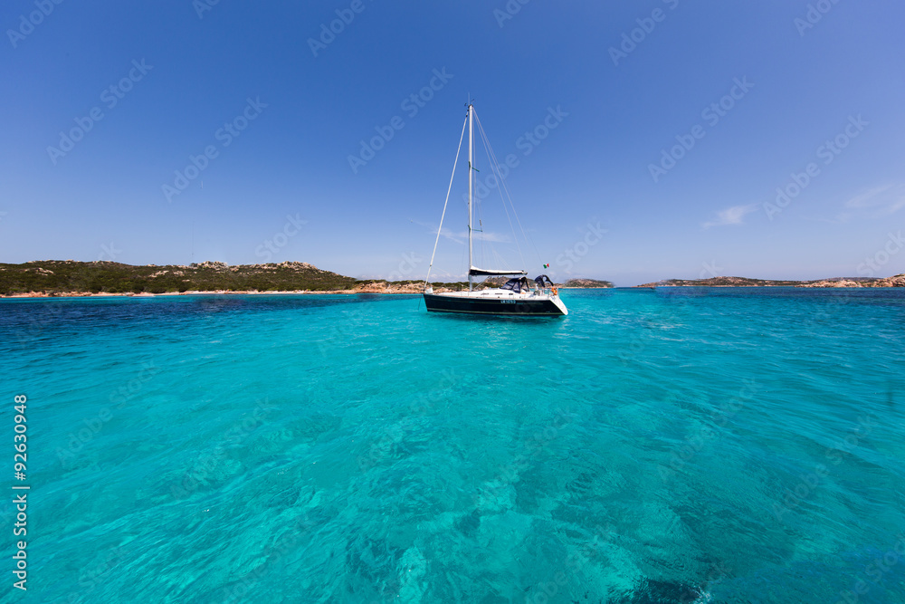 Blue Mediterranean water sailing on boat