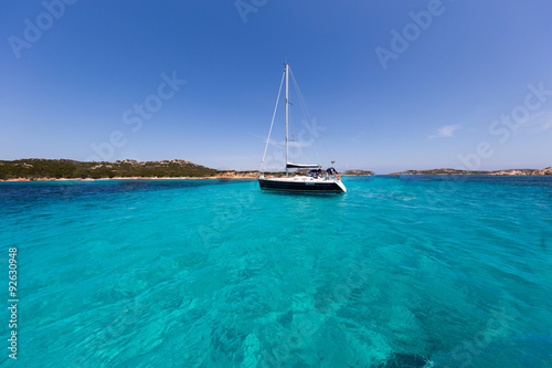 Blue Mediterranean water sailing on boat