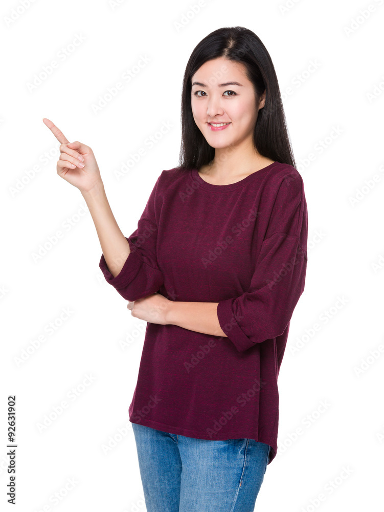Woman with finger point up Woman with finger point up