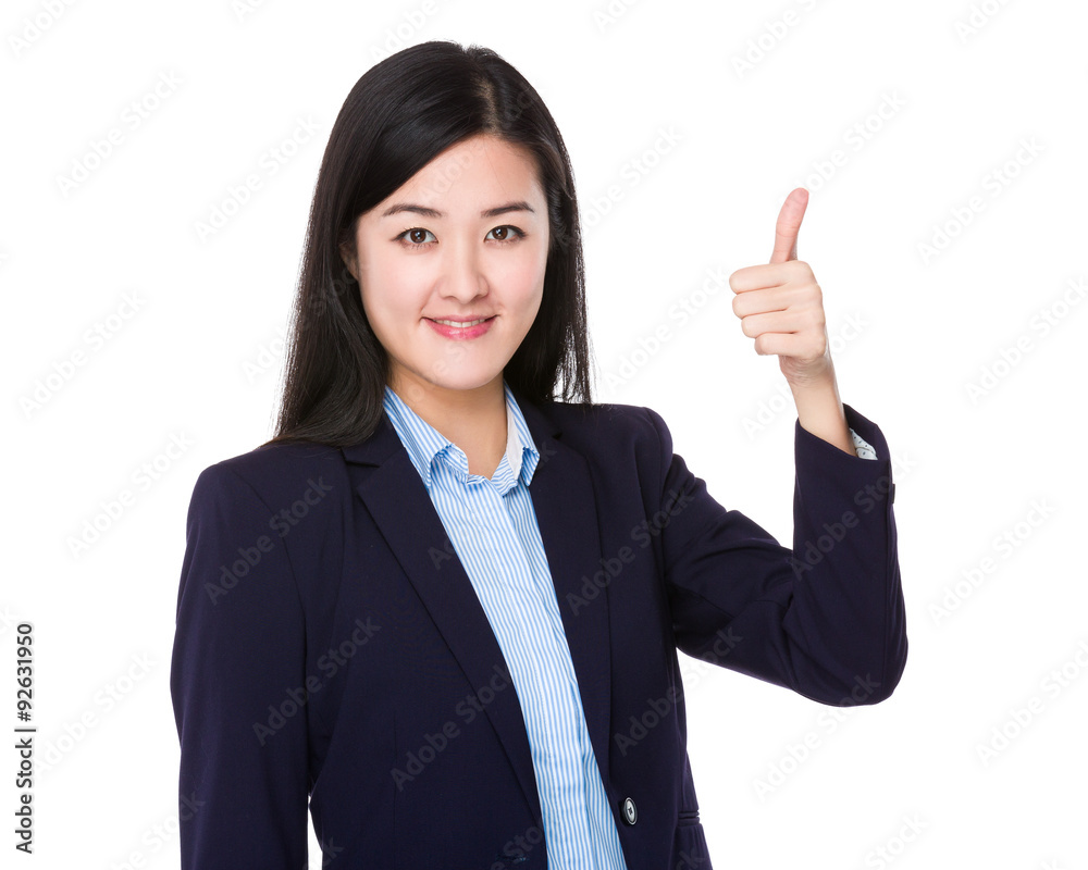 Asian young businesswoman with thumb up gesture Asian young businesswoman with thumb up gesture