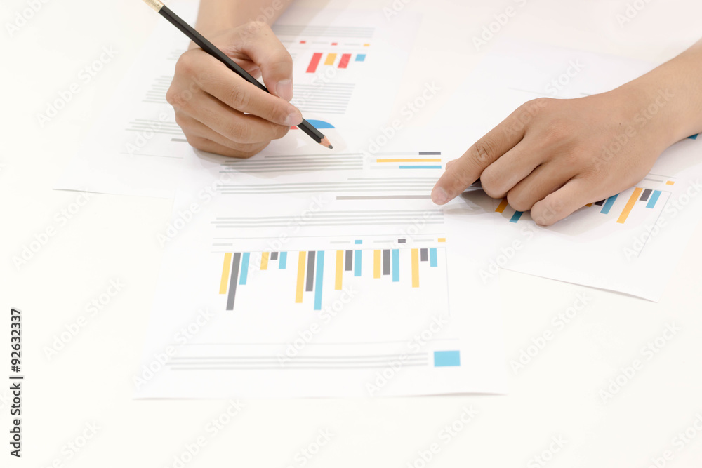 Man checking graph business office. Man checking graph business office.