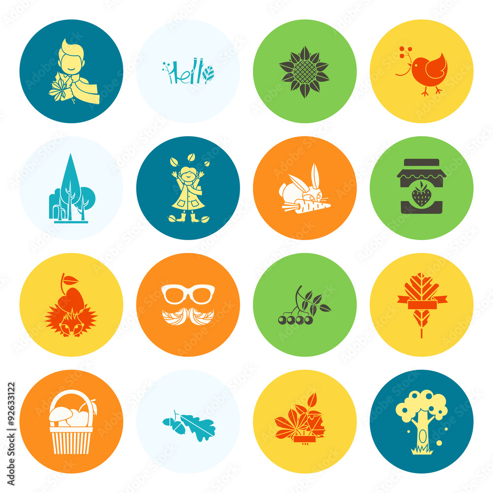 Set of Flat Autumn Icons Set of Flat Autumn Icons