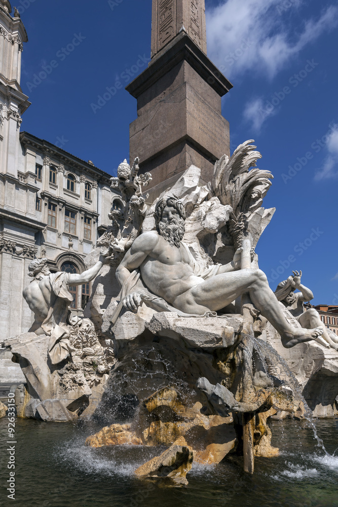 Fountain of the Four Rivers in the Piazza Navona