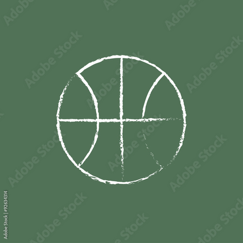 Basketball ball icon drawn in chalk.