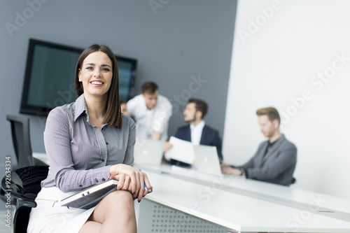 Young people working in the...