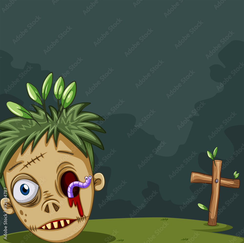 Zombie head on the ground Zombie head on the ground