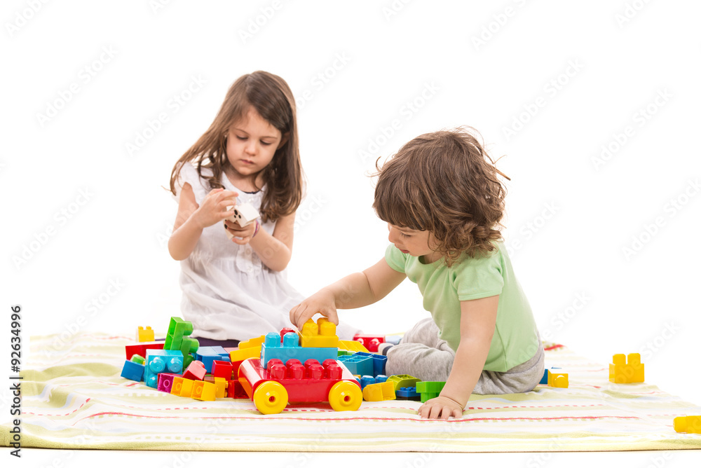 Fototapeta premium Cute kids playing home