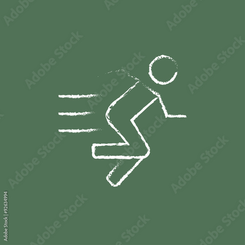 Running man icon drawn in chalk.