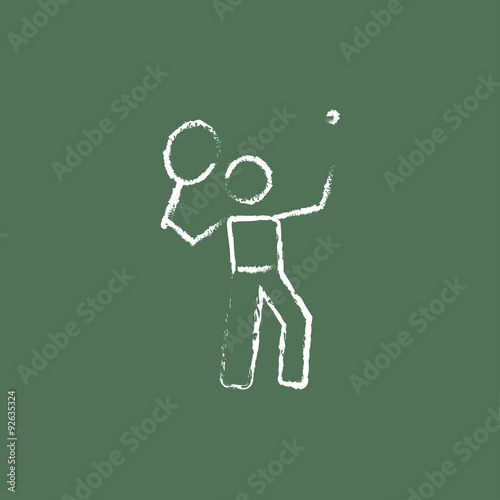 Tennis player icon drawn in chalk.
