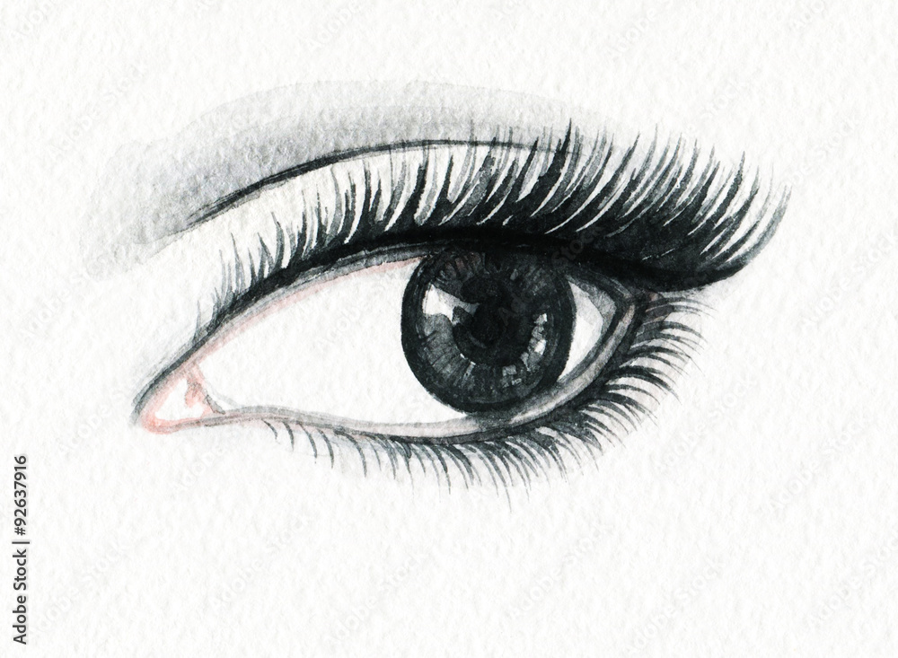 Woman eye . Hand painted fashion illustration