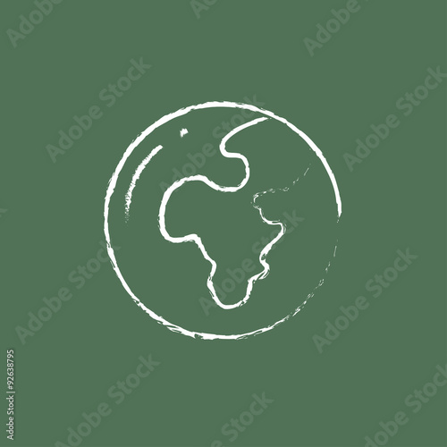 Globe icon drawn in chalk.
