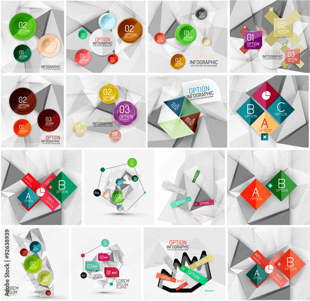 Fototapeta premium Set of abstract geometric infographic banner templates