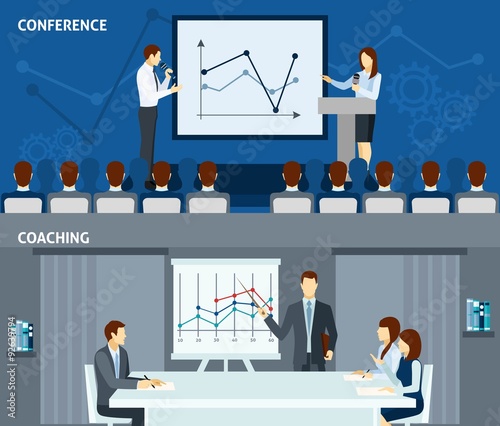 Public speaking 2 flat horizontal banners 