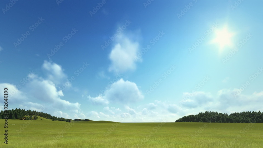 Green meadow with timelapse clouds Green meadow with timelapse clouds