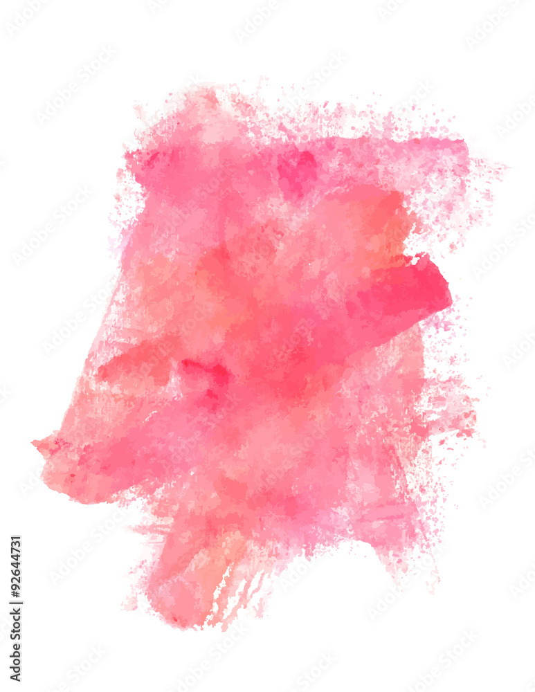 Abstract artistic pink watercolor stain, vector, design template
