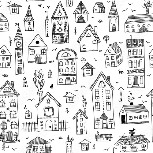 Houses seamless pattern