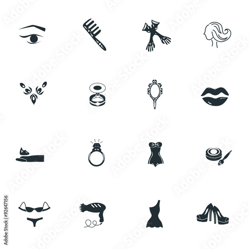 Set of sixteen beauty and fasion icons