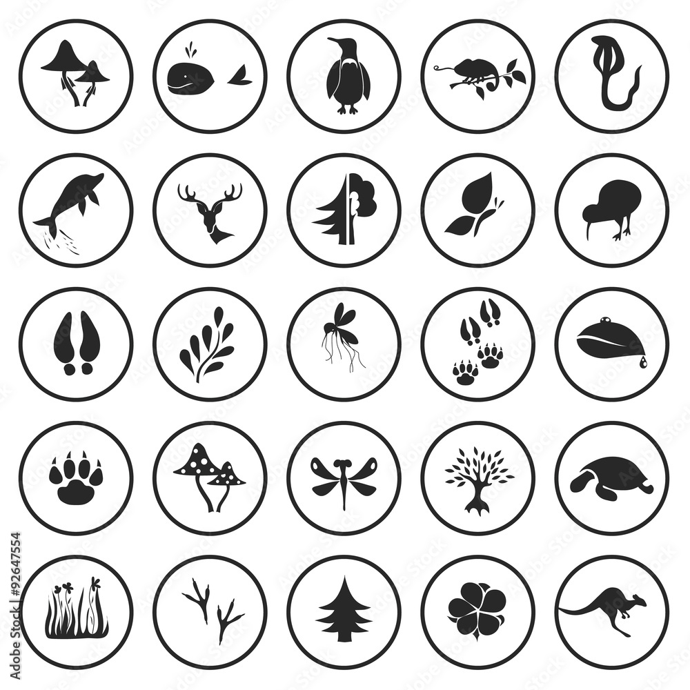 Set of twenty five nature icons Set of twenty five nature icons