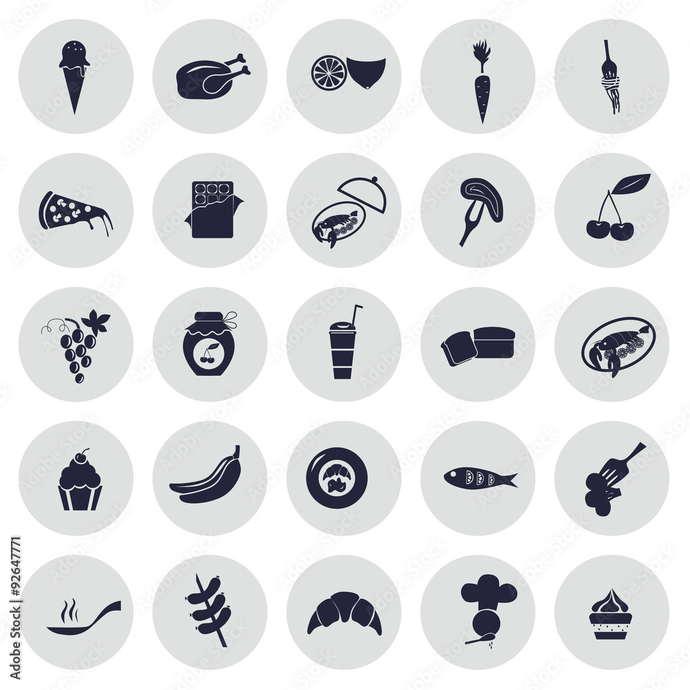 Set of twenty five food icons