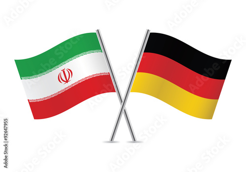Iranian and German flags. Vector illustration.