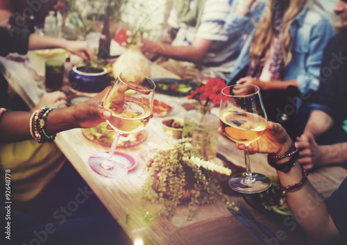 Quadro su tela Beach Cheers Celebration Friendship Summer Fun Dinner Concept