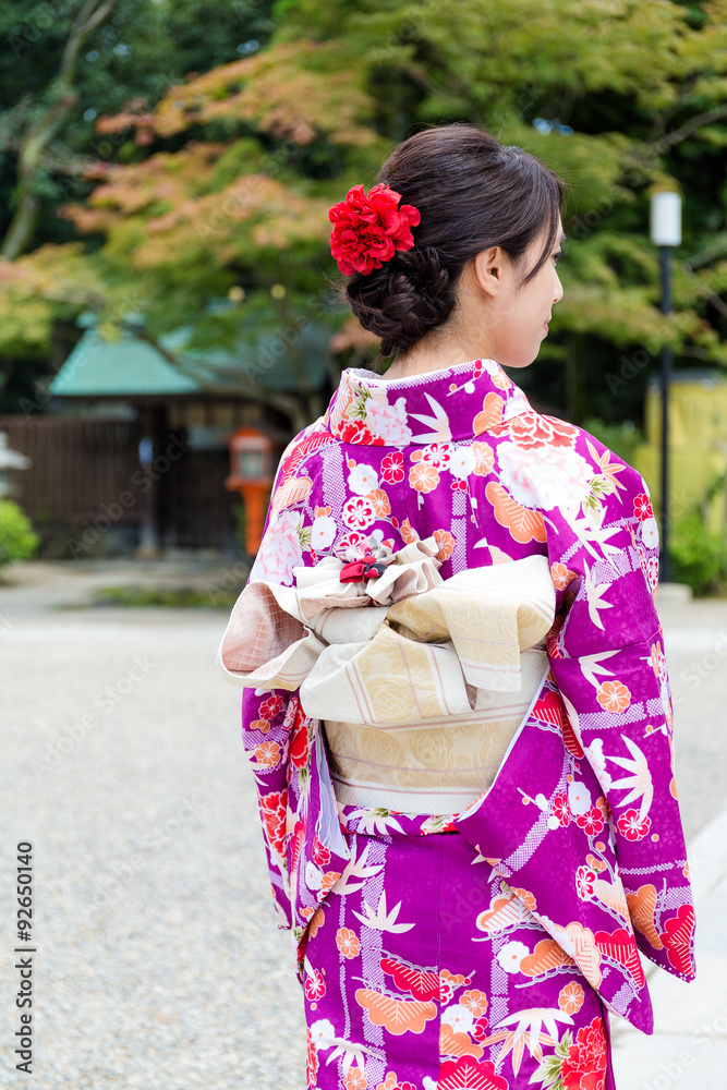 Rear view of Japanese woman