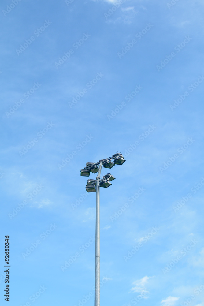 Floodlight at Bedford Blues rugby union football ground in Bedford, England