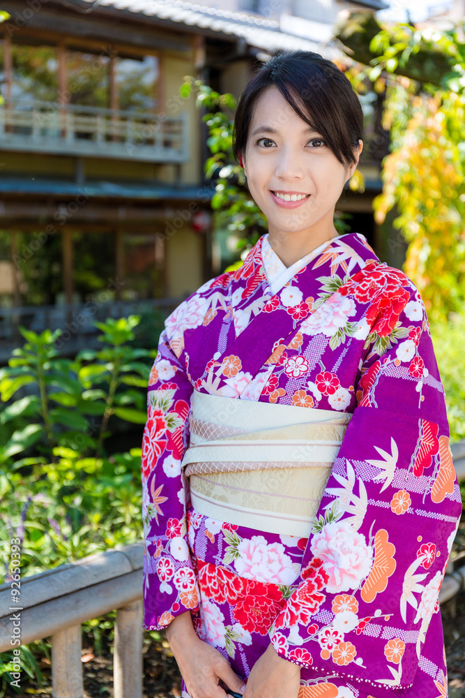 Woman wear with kimono dress in Kyoto