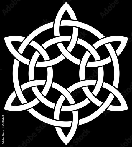 6 point Celtic knot interlaced with two circles for your logo, design or project (vector illustration)