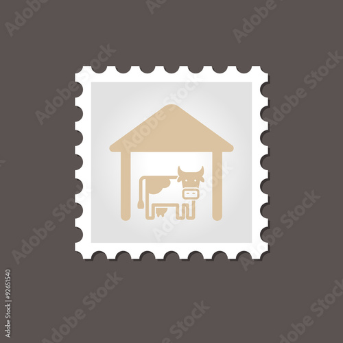 Cowshed stamp. Outline vector illustration