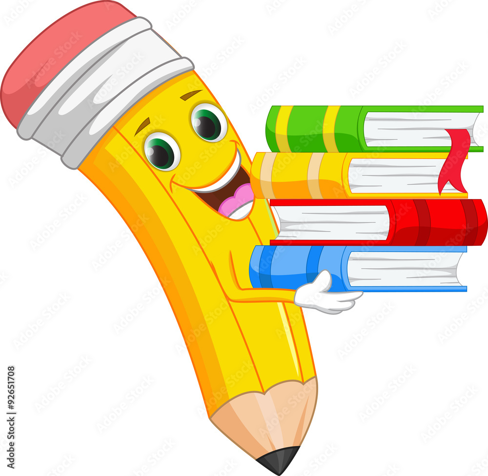 happy cartoon pencil bring a book Stock Vector | Adobe Stock happy cartoon pencil bring a book Stock Vector | Adobe Stock