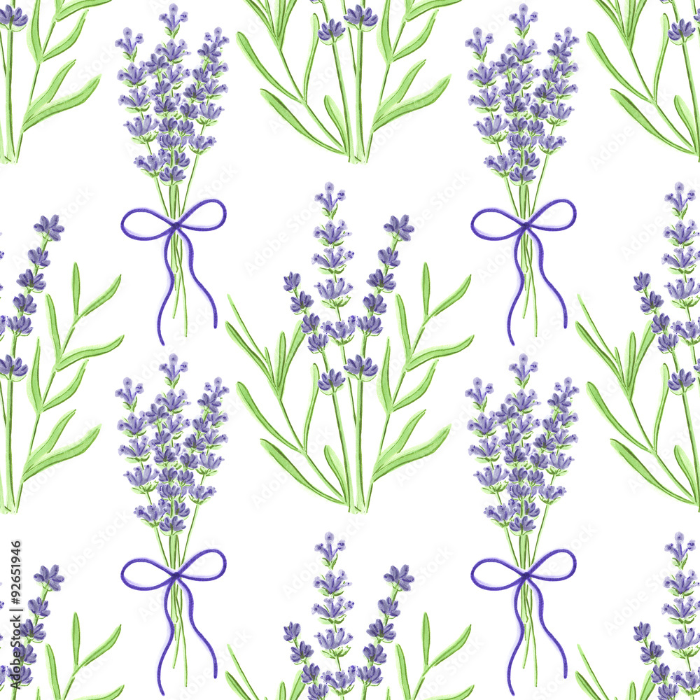 Naklejka Lavender. Seamless pattern with flowers. Hand-drawn original