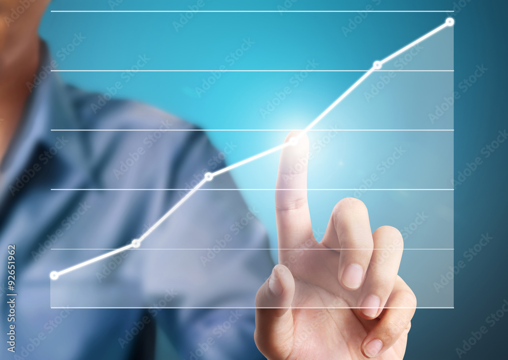 businessman Touching graph businessman Touching graph