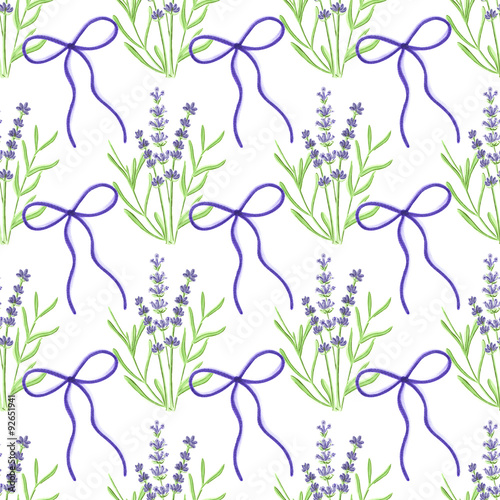 Fototapeta Naklejka Na Ścianę i Meble -  Lavender. Seamless pattern with flowers. Hand-drawn original