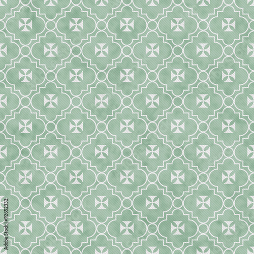 Pale Green and White Maltese Cross Symbol Tile Pattern Repeat Ba