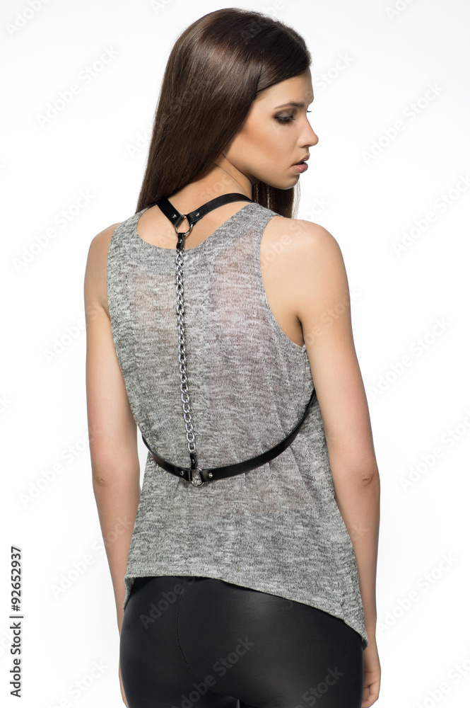 Beautiful model in fashion clothes in studio Beautiful model in fashion clothes in studio