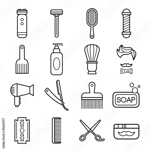 Beauty and Care Barber Shop Linear Icons 