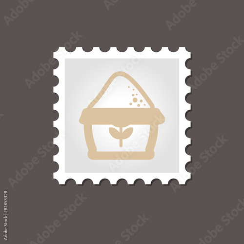 Sack of flour stamp. Outline vector illustration