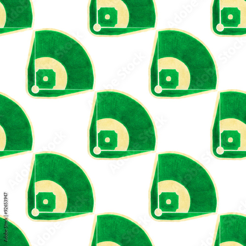 Obraz na płótnie Baseball field. Seamless pattern with hand drawn baseball w salonie