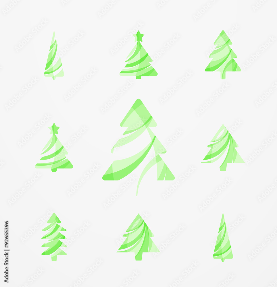 Obraz premium Set of abstract Christmas Tree Icons, business logo concepts